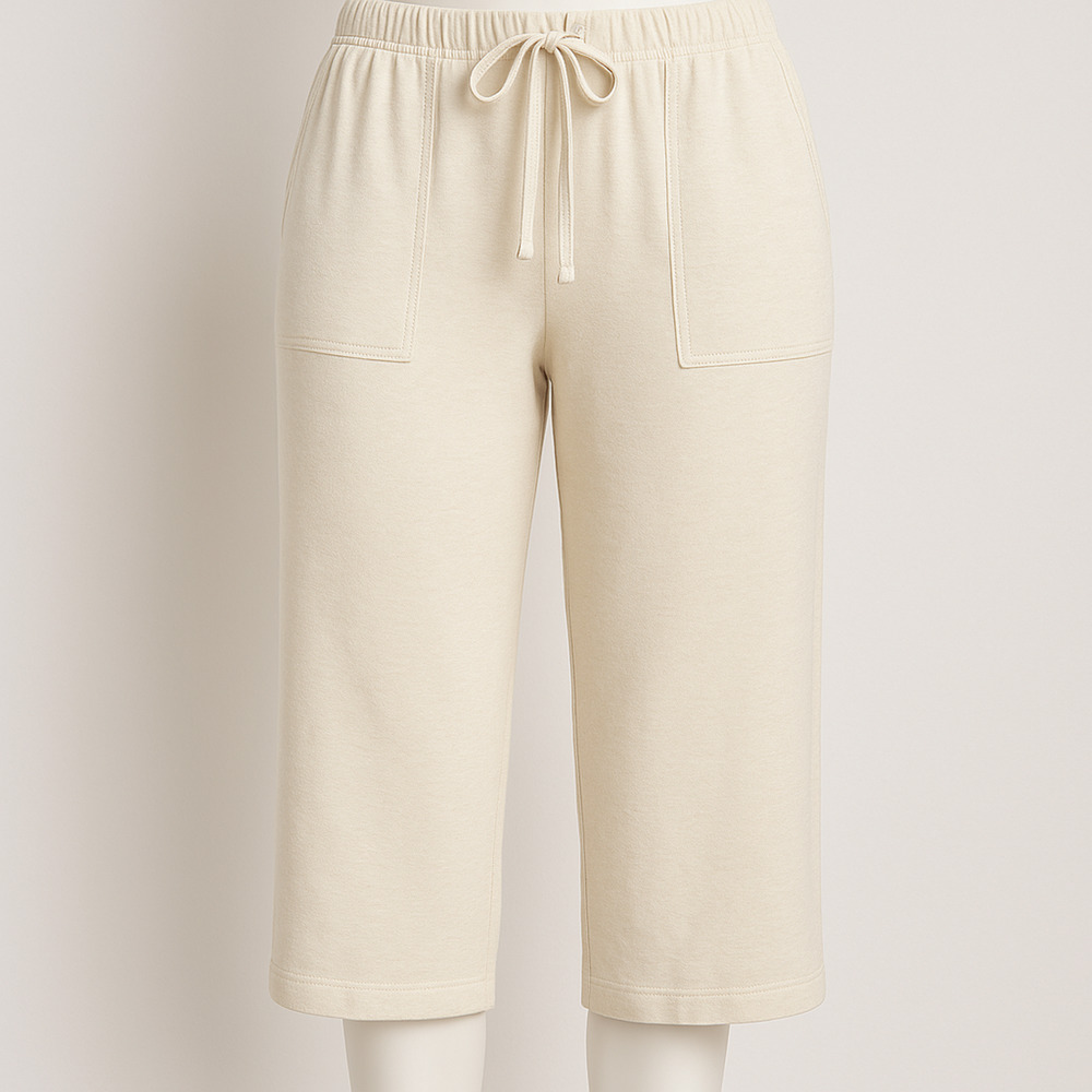 CMC Color Me Cotton Lounge Jogger Pants Cream Soft Stretch USA Made Comfy L